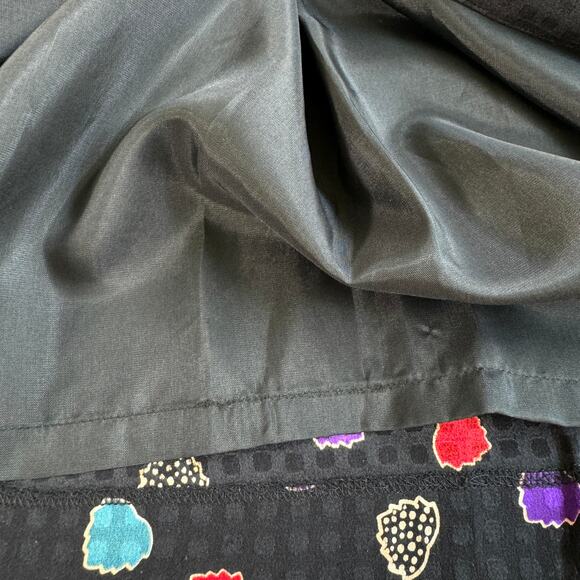 Anne Klein Women Vintage 100%  Silk Midi Dress Size 8 Leaves Classic Black Print - Picture 10 of 11